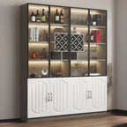 Black Wood Glass Door Display Cabinet with Wine Storage