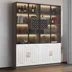 Black Wood Glass Door Display Cabinet with Wine Storage