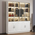 Black Wood Glass Door Display Cabinet with Wine Storage
