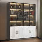 Black Wood Glass Door Display Cabinet with Wine Storage
