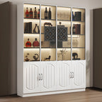 Black Wood Glass Door Display Cabinet with Wine Storage