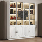 Black Wood Glass Door Display Cabinet with Wine Storage