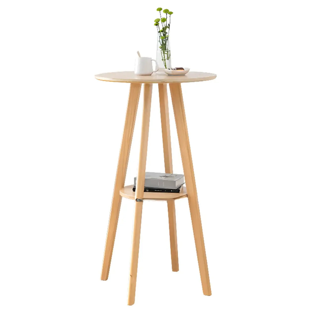 Nordic Wooden 36 inches Round Bar Table Set with Footrest
