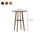 Scandinavian Bamboo Round Pub Bar Table with Black Footrest for Dining