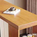 Nordic Pine Wood Rectangular Bar Table with Storage Rack for Dining Room