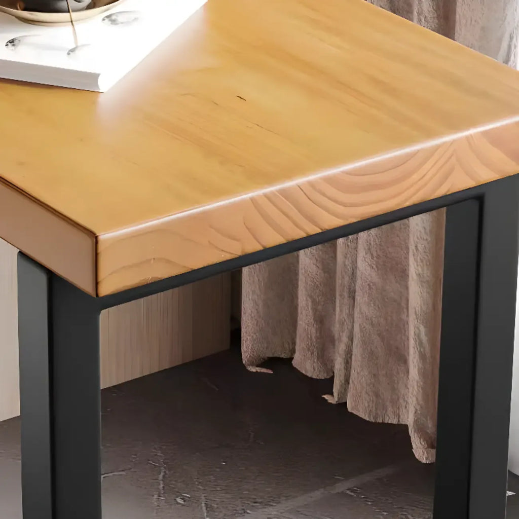 Nordic Pine Wood Rectangular Bar Table with Storage Rack for Dining Room