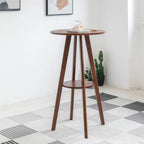Nordic Wooden 36 inches Round Bar Table Set with Footrest