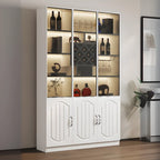 Black Wood Glass Door Display Cabinet with Wine Storage