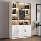 Black Wood Glass Door Display Cabinet with Wine Storage