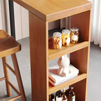 Nordic Pine Wood Rectangular Bar Table with Storage Rack for Dining Room