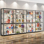 Adjustable Black Glass Storage Curio Cabinet with Lights
