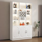 Black Wood Glass Door Display Cabinet with Wine Storage