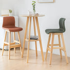 Nordic Wooden 36 inches Round Bar Table Set with Footrest