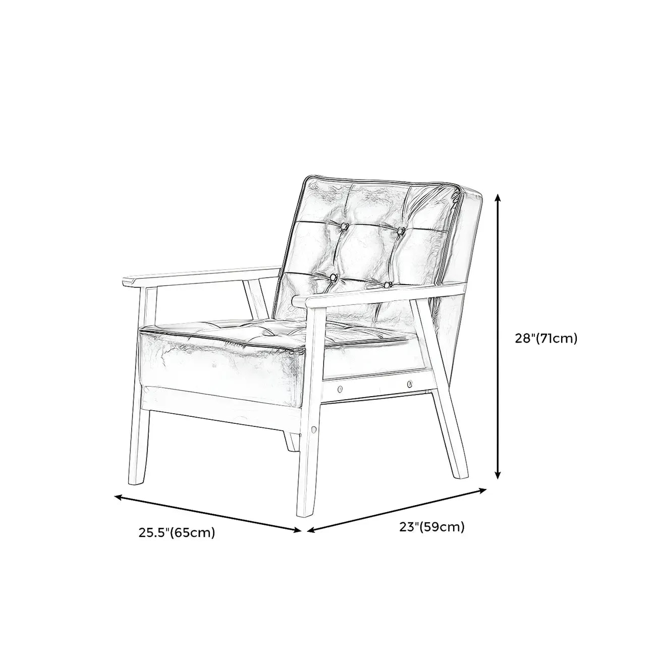 Modern Leather Tufted Accent Chair with Wood Frame