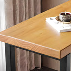 Nordic Pine Wood Rectangular Bar Table with Storage Rack for Dining Room