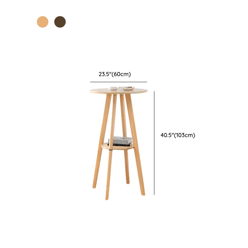 Nordic Wooden 36 inches Round Bar Table Set with Footrest