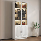 Black Wood Glass Door Display Cabinet with Wine Storage