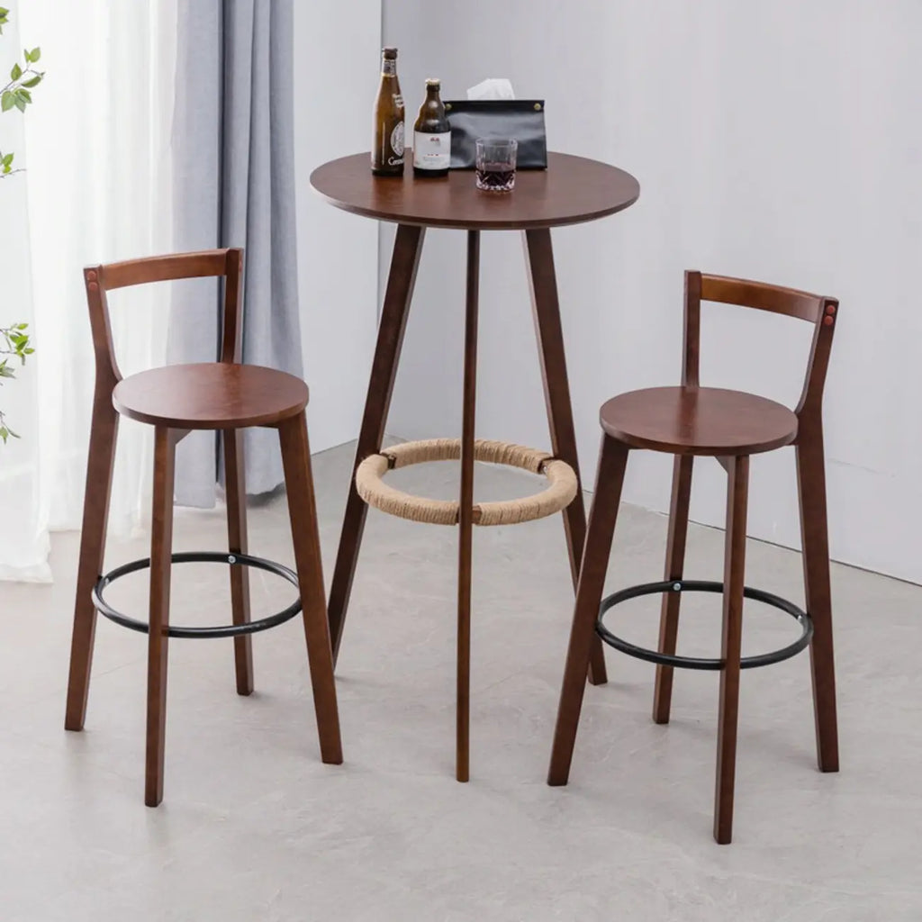 Modern Wooden Height Bar Table with Round Stools for Bistro
