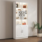 Black Wood Glass Door Display Cabinet with Wine Storage