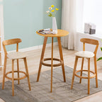 Modern Wooden Height Bar Table with Round Stools for Bistro