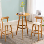 Modern Wooden Height Bar Table with Round Stools for Bistro