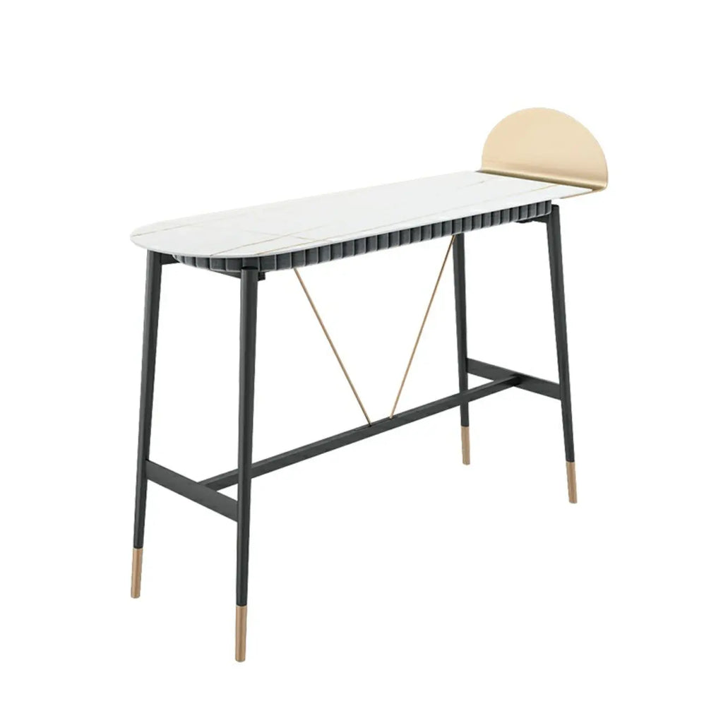 Designer Black Metal Bar Table with Gold Footrest for Modern Home