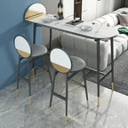 Designer Black Metal Bar Table with Gold Footrest for Modern Home