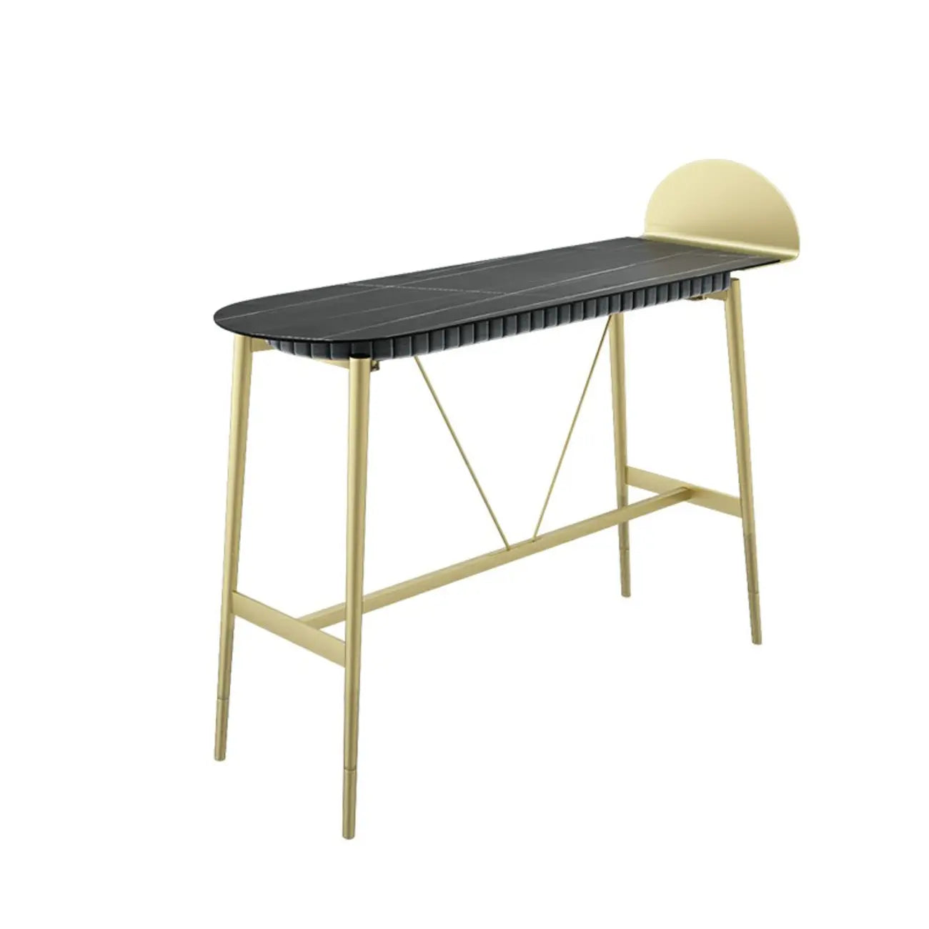 Designer Black Metal Bar Table with Gold Footrest for Modern Home