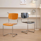 Simple Metal Armless Dining Chair in Yellow Solid Back
