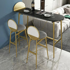 Designer Black Metal Bar Table with Gold Footrest for Modern Home