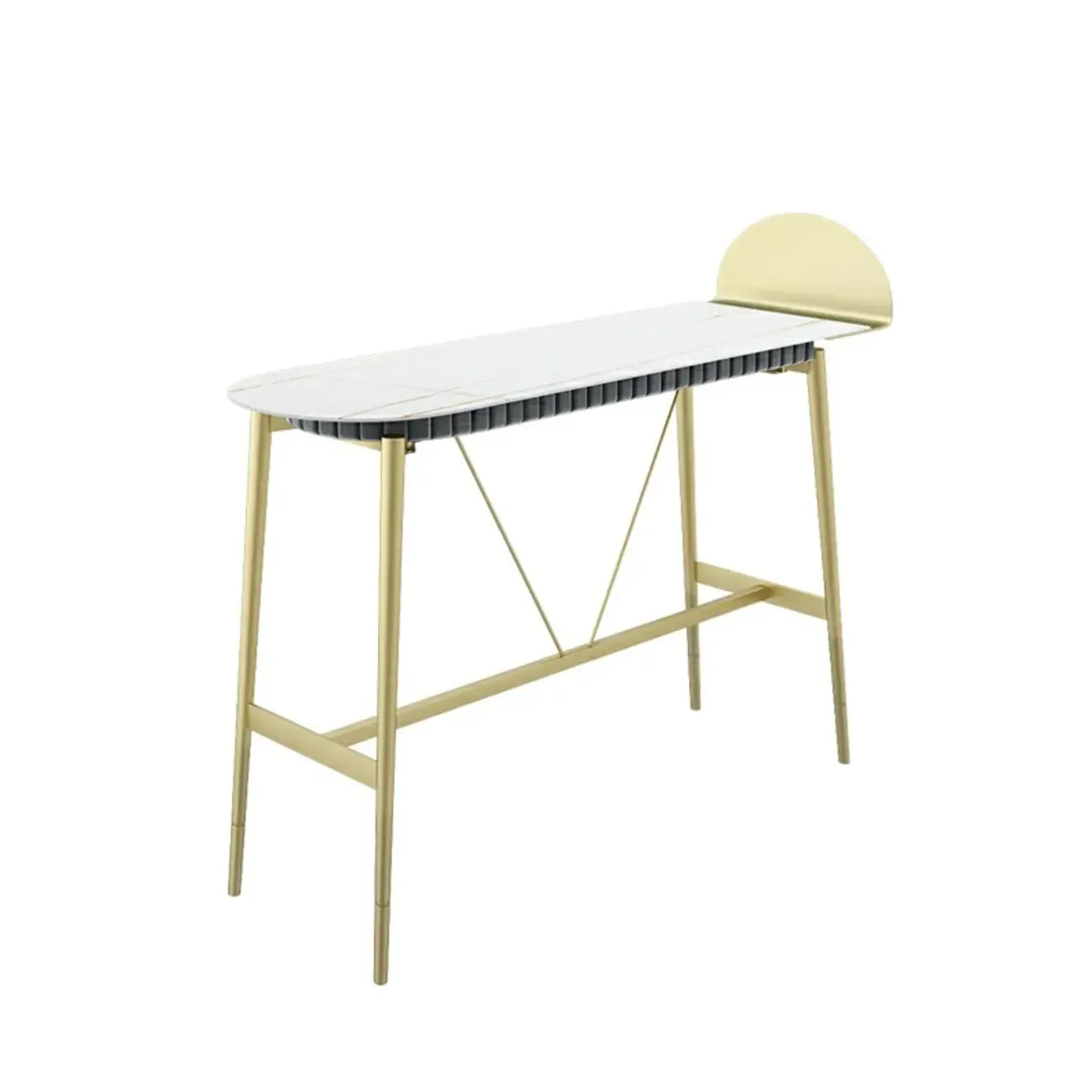 Designer Black Metal Bar Table with Gold Footrest for Modern Home