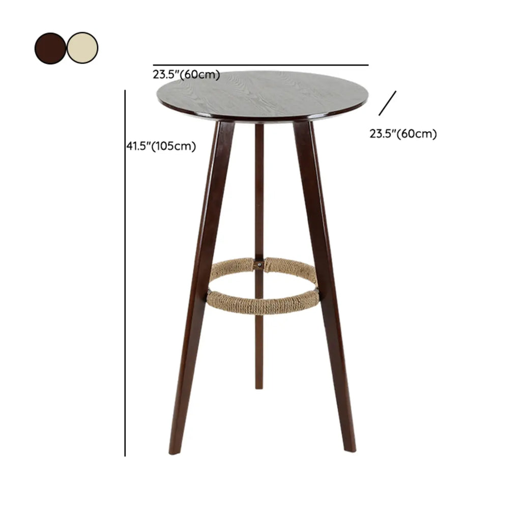 Modern Wooden Height Bar Table with Round Stools for Bistro