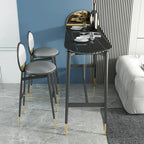 Designer Black Metal Bar Table with Gold Footrest for Modern Home