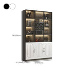 Black Wood Glass Door Display Cabinet with Wine Storage