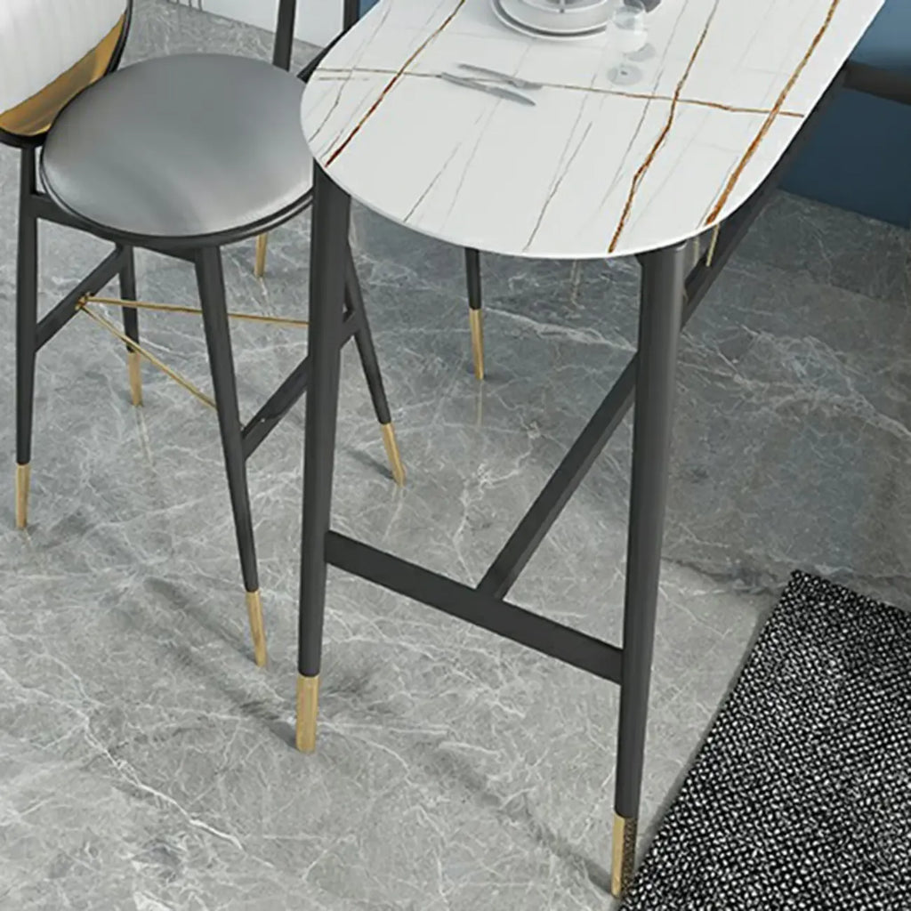 Designer Black Metal Bar Table with Gold Footrest for Modern Home