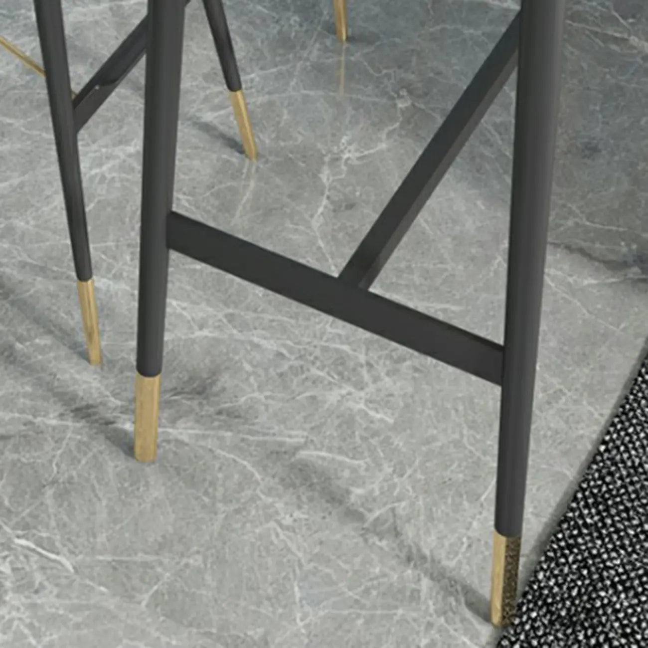Designer Black Metal Bar Table with Gold Footrest for Modern Home