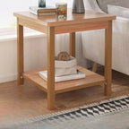 Minimalist Black Wood End Table with Storage for Living Room