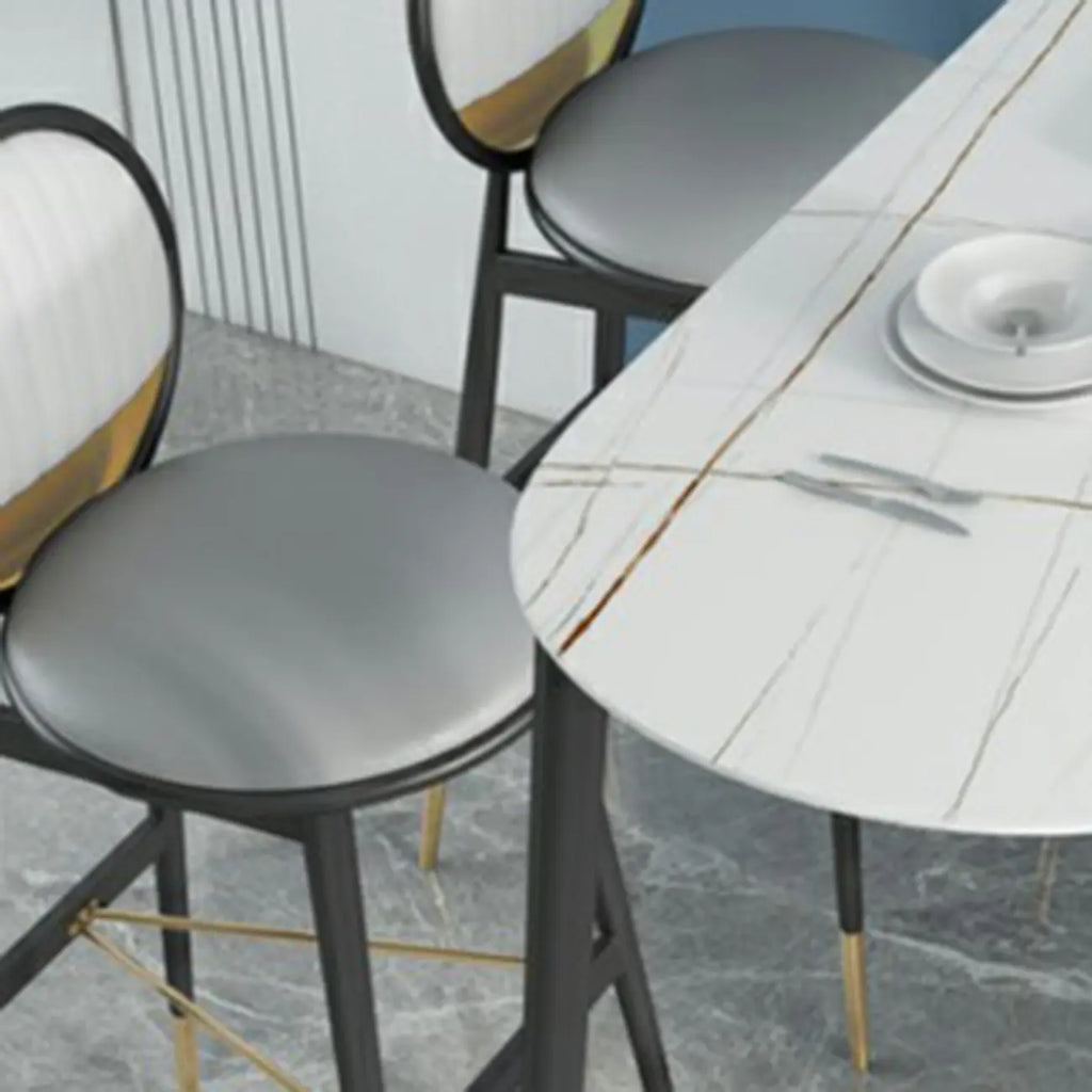 Designer Black Metal Bar Table with Gold Footrest for Modern Home
