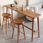 Espresso Wooden Rectangular Bar Table with Footrest for 2 People