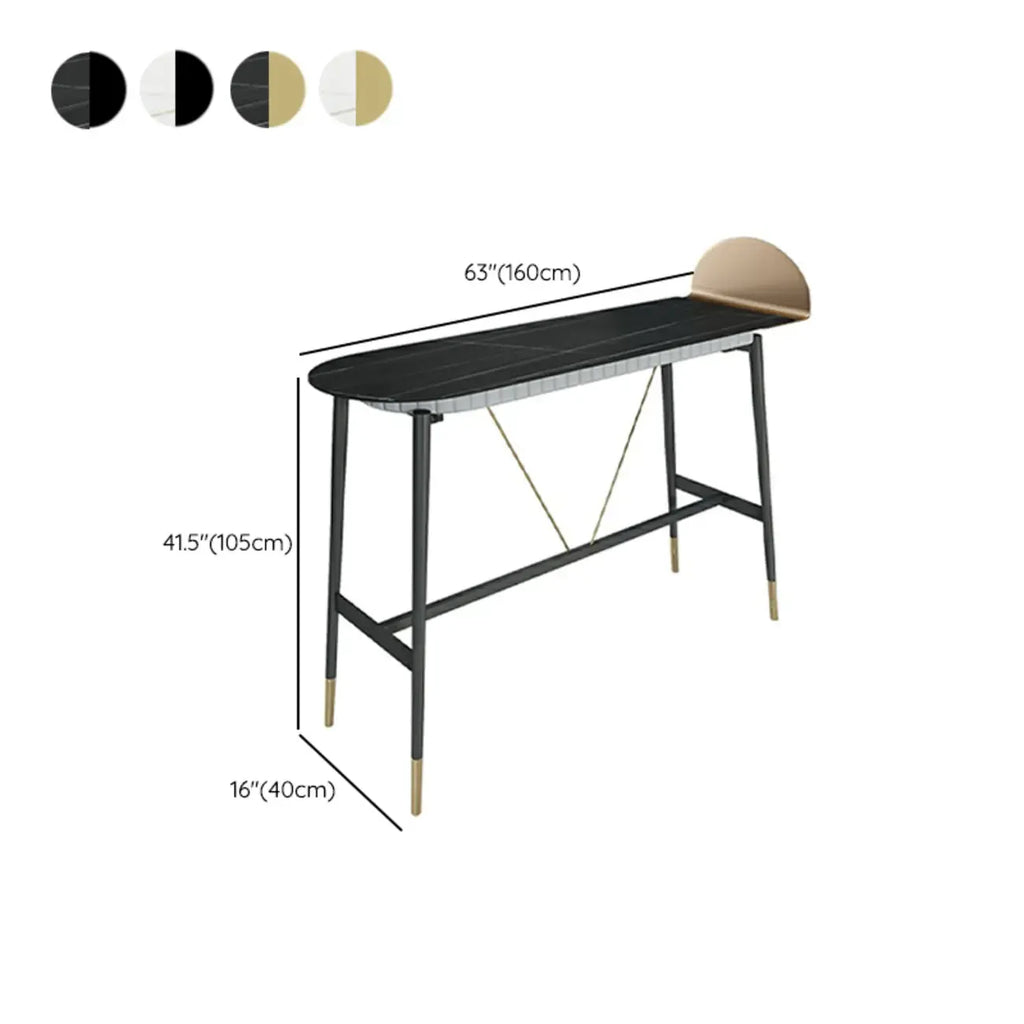 Designer Black Metal Bar Table with Gold Footrest for Modern Home