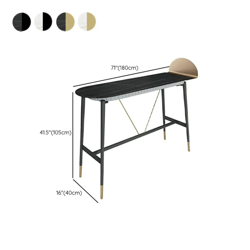 Designer Black Metal Bar Table with Gold Footrest for Modern Home