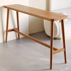 Espresso Wooden Rectangular Bar Table with Footrest for 2 People