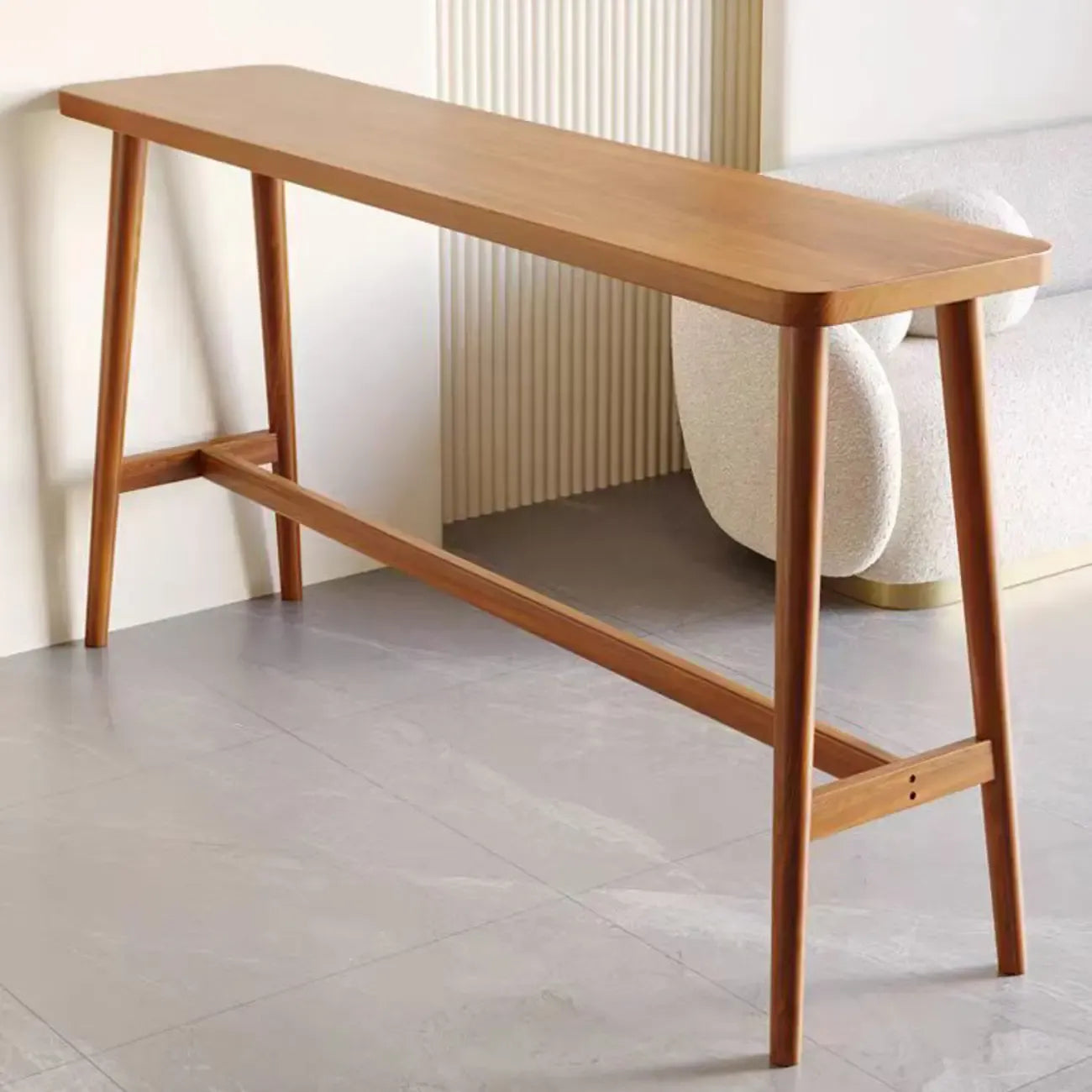 Espresso Wooden Rectangular Bar Table with Footrest for 2 People