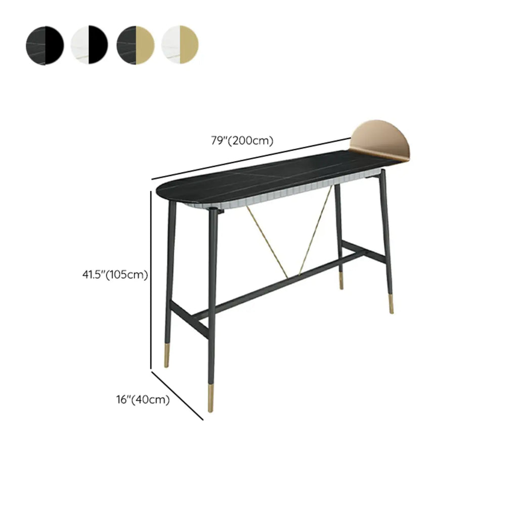Designer Black Metal Bar Table with Gold Footrest for Modern Home