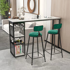 Modern Marble Rectangle Bar Table with Metal Storage Shelve for Living Room