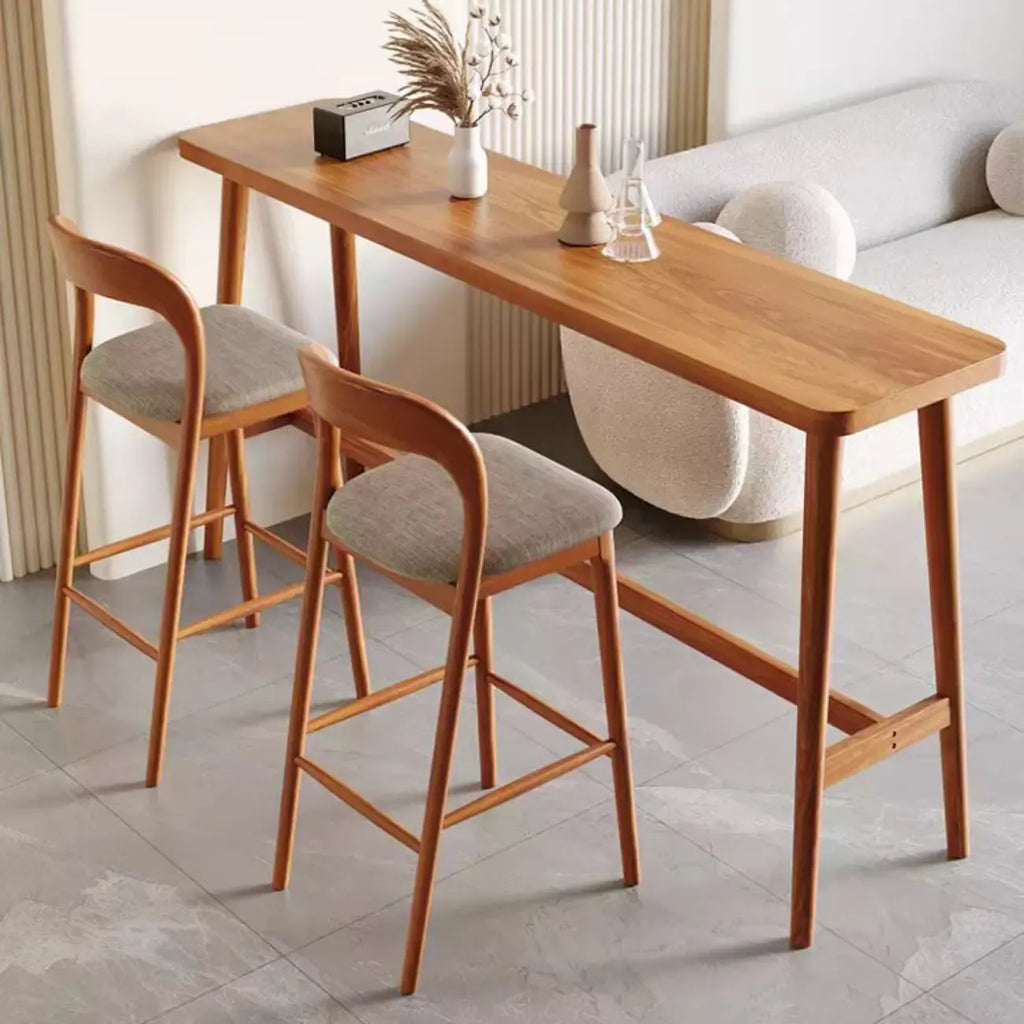 Espresso Wooden Rectangular Bar Table with Footrest for 2 People