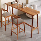 Espresso Wooden Rectangular Bar Table with Footrest for 2 People