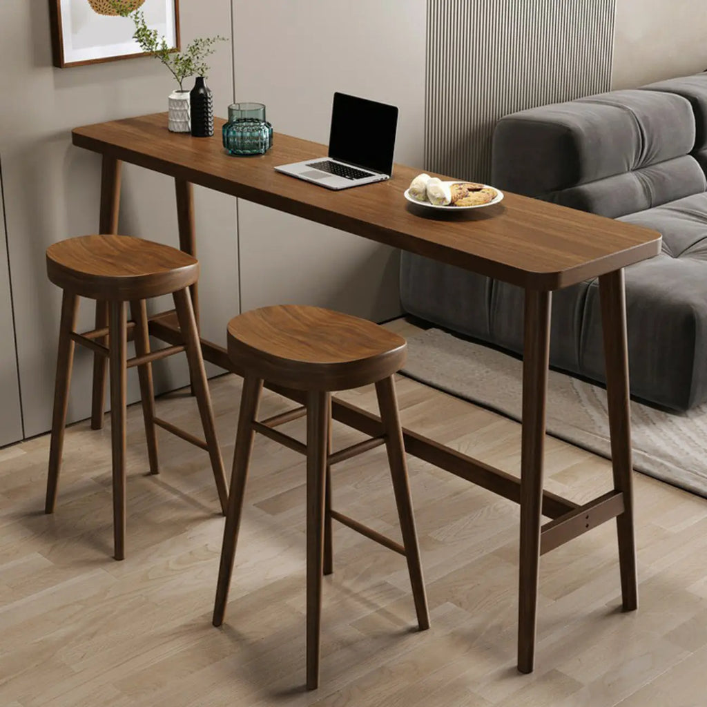 Nordic Wooden Norraw Bar Table with Footrest for Living Room