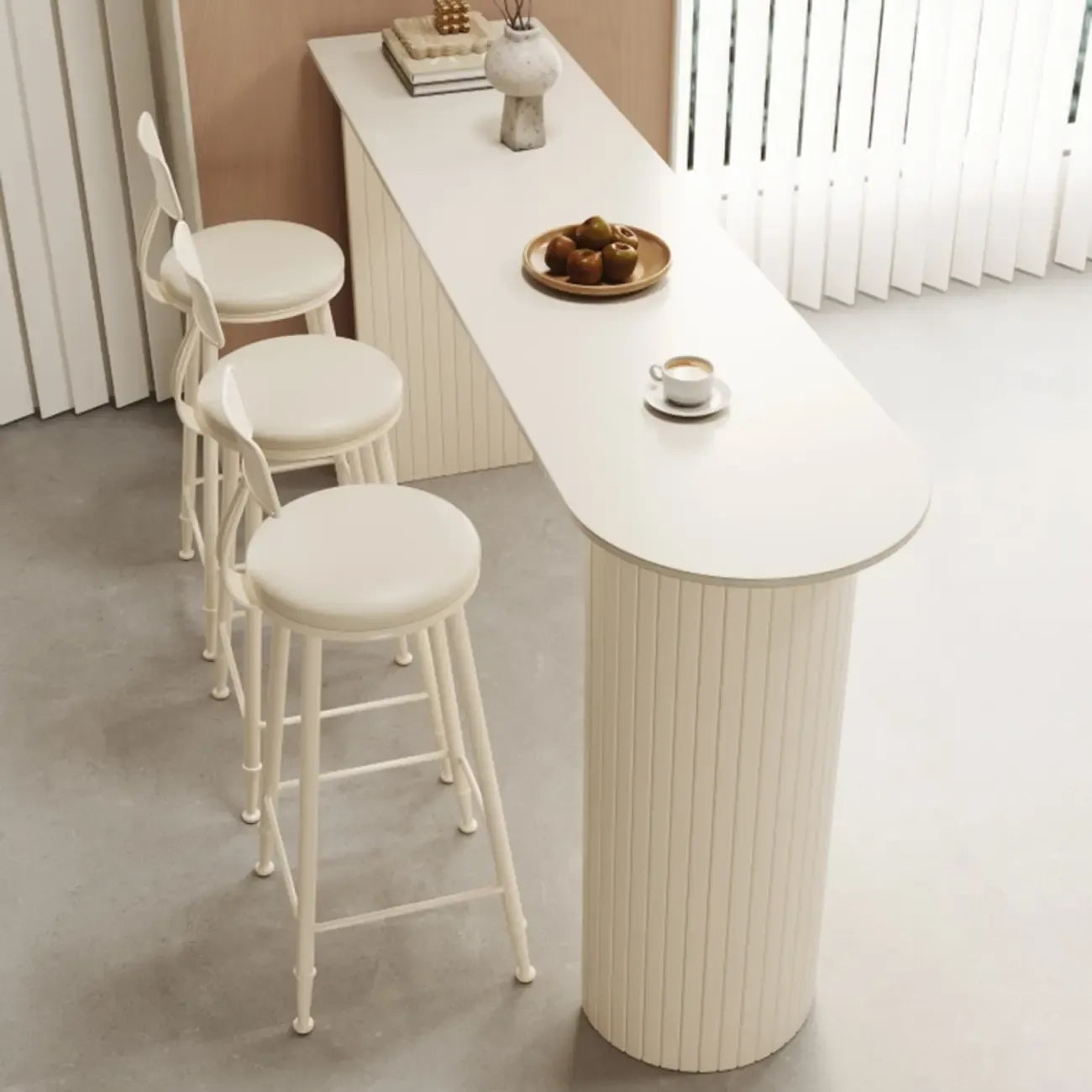Minimalist White Narrow Marble Bar Table Set
