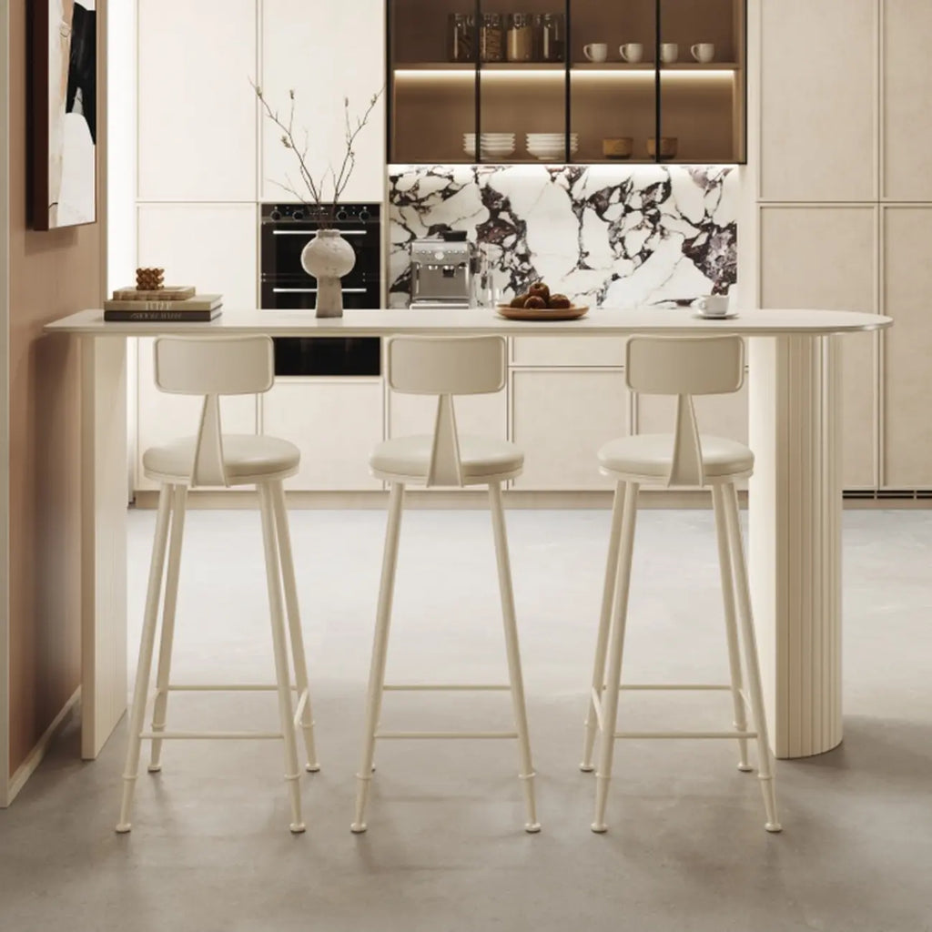 Minimalist White Narrow Marble Bar Table Set